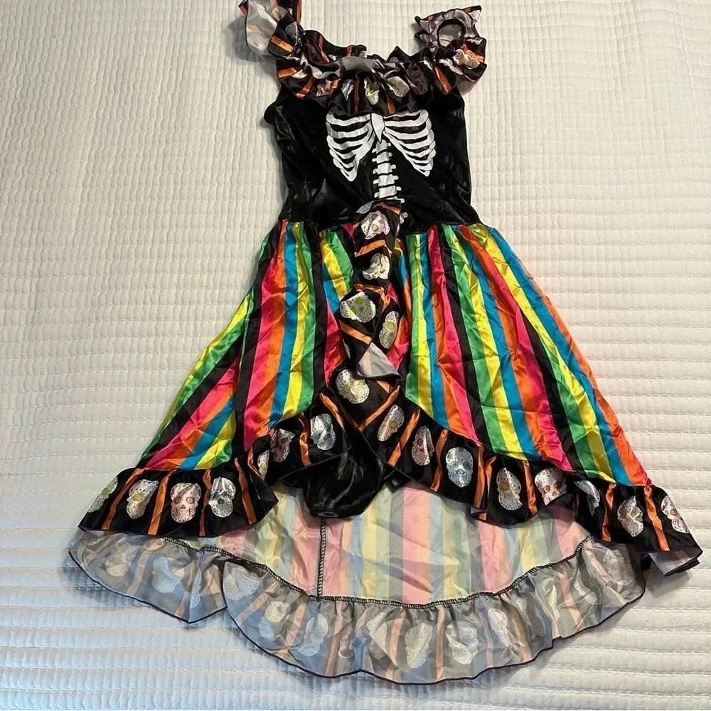 Kids Rainbow Sugar Skull Costume